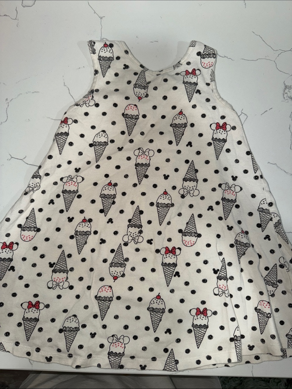 Disney White Swing Dress with Ice Cream & Minnie Accents